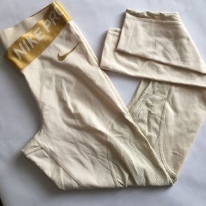 Gold Nike Pro workout tights size small